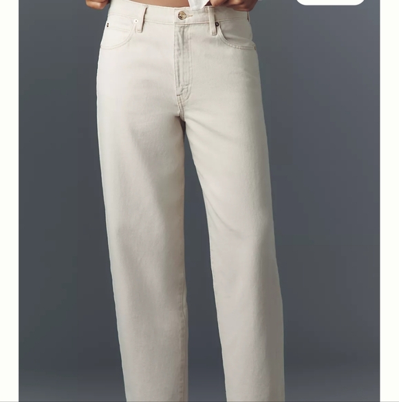 FRAME The Candle Mid-Rise Tapered Barrel Leg Women's Jeans InButter Yellow Sz 31 - Picture 4 of 9